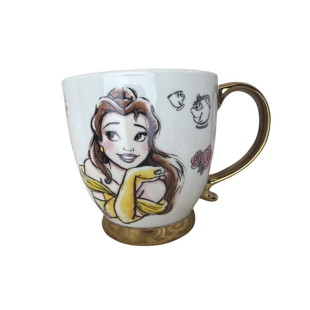 Disney Princess Belle Beauty and the Beast Mug Zrike Brands Gold Handle 4in